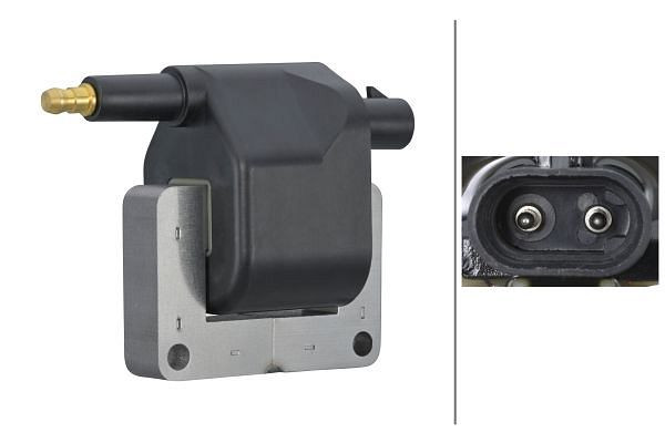 HELLA Zündspule, 2-polig, Zündspule zum Verteiler, geschraubt, 5DA 358 168-711