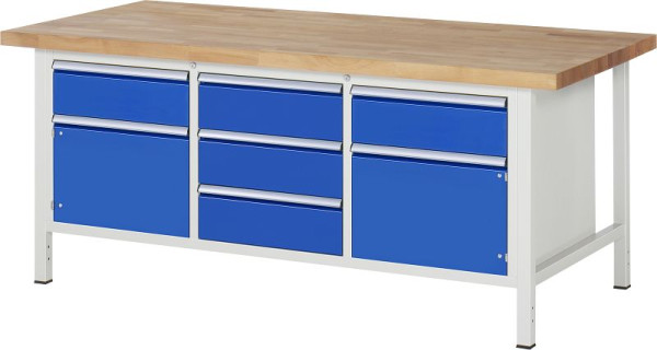 RAU Werkbank Serie 8000 - Modell 8568, B2000 x T900 x H840-1040 mm, 13-8568A2-209B4H.11
