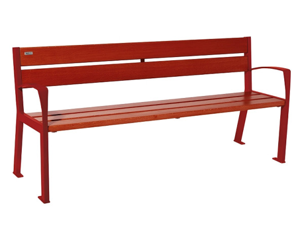 Procity Sitzbank Silaos 5 Holzlatten, 1800 mm, Mit Armlehne, Holz & Stahl, Mahagoni/RAL 3004, 209512.3004.ACAJ