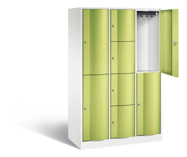 C+P Kombi-Schließfachschrank Resisto, H1950xB1148xT540mm, Farbe: Verkehrsweiß / Viridingrün, 8070-3722 S10038