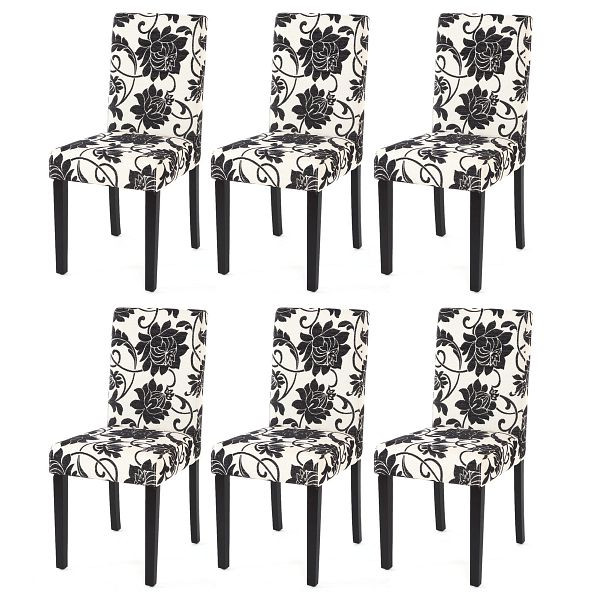 Mendler 6er-Set Esszimmerstuhl Stuhl Küchenstuhl Littau, Textil, jacquard, dunkle Beine, 18715+28641
