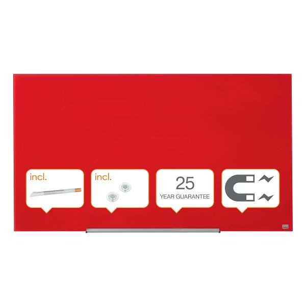 Nobo Impression Pro Whiteboard Glas Widescreen 57", Farbe: Rot, 1905185