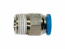 Riegler Gerade Steckverschraubungen, Außengewinde konisch mit Gewindebeschichtung und Außensechskant, 109144