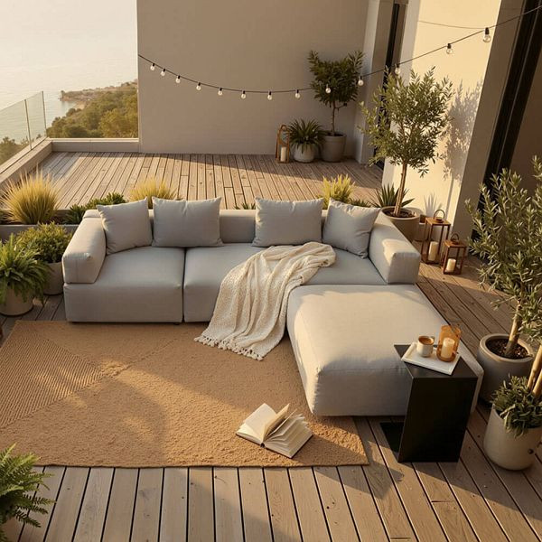 HOME DELUXE Modulares Outdoor Sofa ALAZIA Hellgrau - XL, 75217