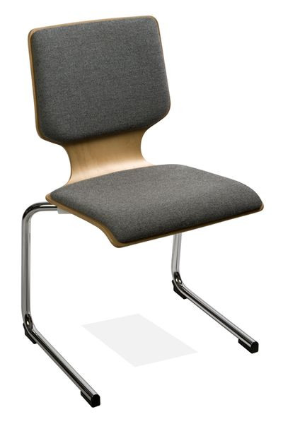 Kaiser-Sitzmöbel Stapelstuhl Freischwinger KS28FG-N1SRP2, Form: N1, Sitz- und Rückenpolsterung, mit Filzgleiter für Holz-Böden, VE: 6 Stück, KS28FG-N1SRP2