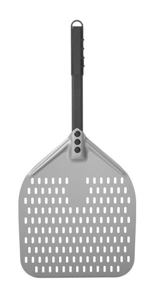 Hendi Pizzaschaufel - eckig, gelocht, kurzer Griff, Länge: 660 mm, aus hart eloxiertem Aluminium, 618097