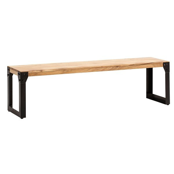 Wohnling Esszimmerbank 120x40x45cm Akazie Massivholz Metall Industrial, Esstischbank Holzbank Massiv ohne Lehne, Sitzbank Esszimmer Klein, WL7.050