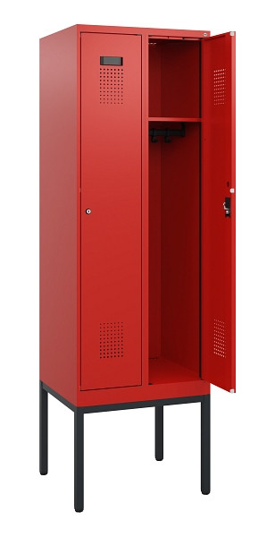 C+P Spind Evolo PLUS, Gestell, 2 Abteile, 1950x600x500mm, 3020/3020, Zylinderschloss, 0490305-20 S10052