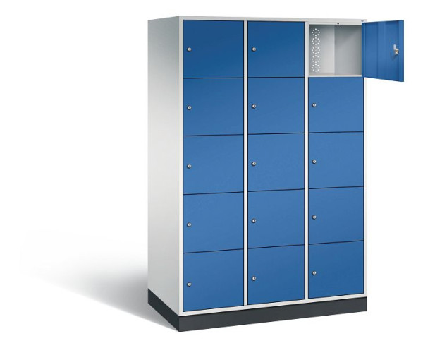 C+P XL-Schließfachschrank Intro, H1950xB1220xT590mm, Farbe: Lichtgrau / Enzianblau, 8570-303 S10017