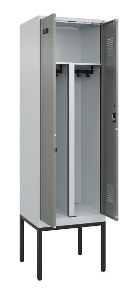 C+P PSA Doppel-Spind Evolo PLUS, Gestell, 2 Abteile, 2120x600x500mm, 7035/0004, Zylinderschloss, 0490327-20P S10041