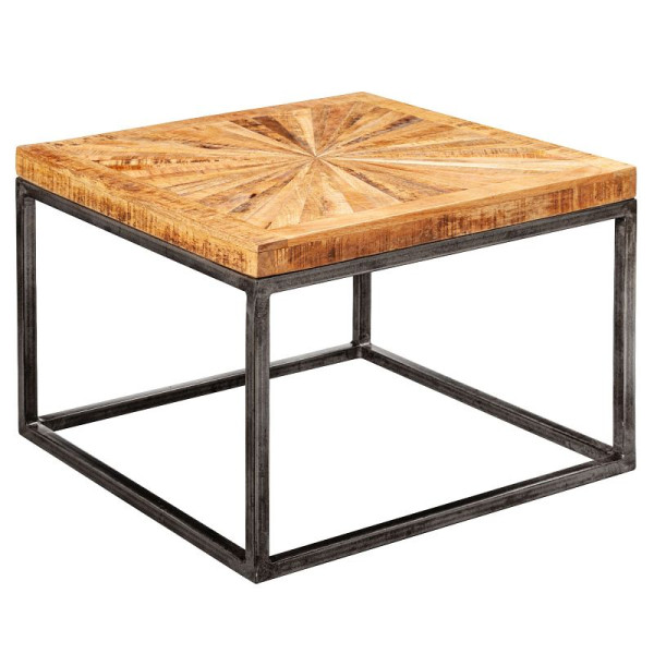 Wohnling Couchtisch Mango Massivholz 55x40x55 cm mit Metallgestell, WL5.951