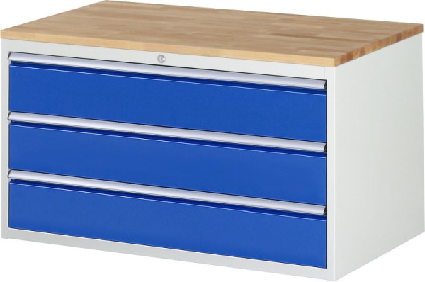 RAU Schubladenschrank Serie 7000, B1145 x T650 x H645mm, 3 x Schublade-Größe-XXL 3xH180 mm, Buche-Massiv-Arbeitsplatte, Stärke 25 mm, 03-XXL3.0A-B.11