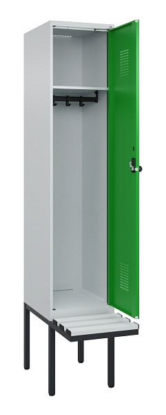 C+P Spind Evolo PLUS, 1 Abteile, 2120x400x815mm, 7035/6037, Haken 4, Drehriegel, Material Sitzfläche Kunststoff, 0490407-12 S10065
