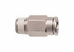 Riegler Gerade Steckverschraubung, Außengewinde konisch mit Gewindebeschichtung und Außensechskant, 108883