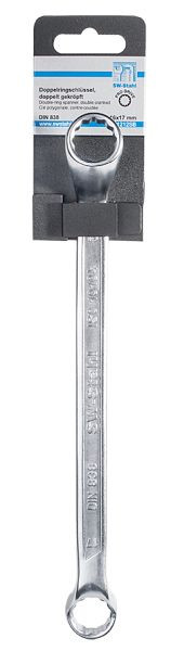 SW-Stahl Doppelringschlüssel, 6 x 7 mm, gekröpft, auf Kunststoff-Hänger, 01201SB