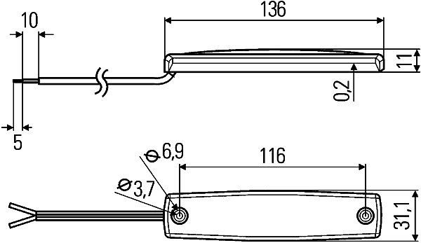 HELLA Innenraumleuchte, Mini ThinLED, LED, 24V, 1.7W, Anbau/geschraubt, Lichtscheibenfarbe: glasklar, Innenraum, 2JA 343 660-117