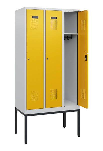 C+P Spind Evolo PLUS, Gestell, 3 Abteile, 1950x900x500mm, 7035/1004, Zylinderschloss, 0490305-30 S10018