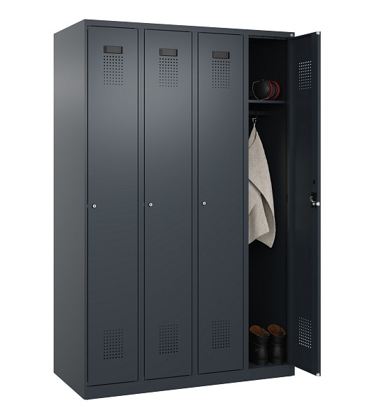 C+P Spind Evolo PLUS, 4 Abteile, 1850x1200x500mm, 7016/7016, Verschluss Zylinderschloss, Ablageböden 4, 049000-40 S10043