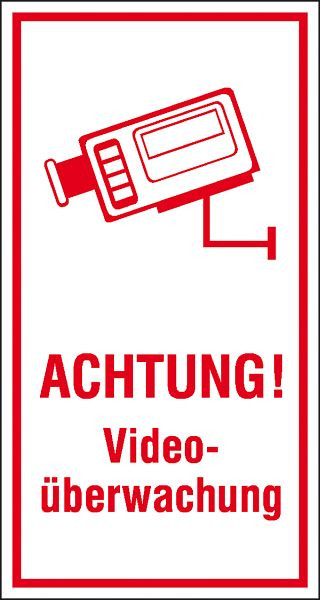 SafetyMarking Video Infozeichen, Achtung! Videoüberwachung, BxH 8x15 cm, Folie, selbstklebend, 21.5211