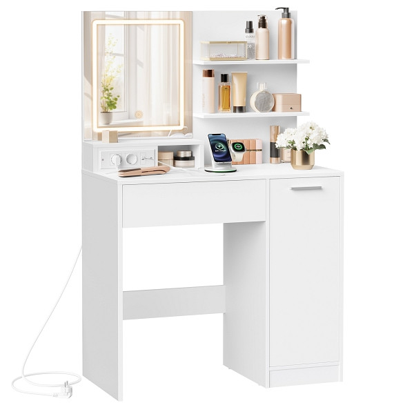 SONGMICS Vanity Tisch, Weiß, 80x40x132 cm, RDT138W01