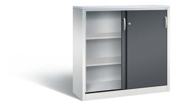 C+P Sideboard mit Schiebetüren Acurado, H1200xB1200xT400mm, Farbe: Lichtgrau / Schwarzgrau, Bügelgriff, 3 OH, 2047-1200 S10349
