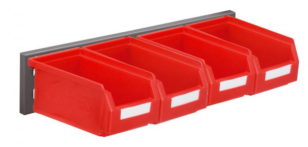 Kappes RasterPlan Wandschiene Schlitzplatte Set 4, L 460 mm x H 100 mm, RAL 7016, 4 x Lagersichtkästen Größe 7, 4202.02.5108