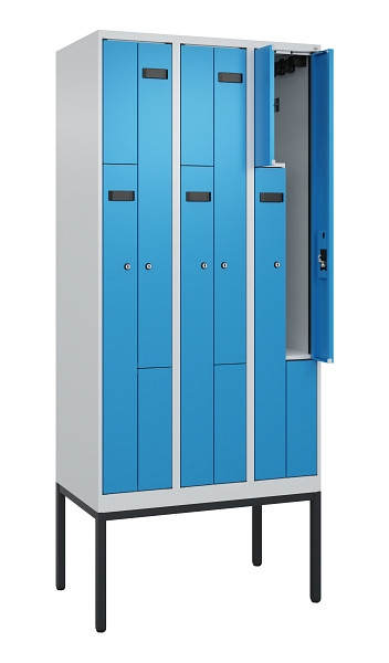 C+P Z-Spind Evolo PLUS, Gestell, 6 Fächer, 2120x900x500mm, 7035/5012, Zylinderschloss, 0490337-306 S10039