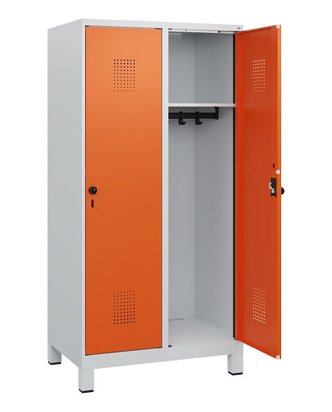 C+P Spind Evolo PLUS, Füße, 2 Abteile, 1630x800x500mm, 7035/2004, Drehriegel, 0490105-22 S10002