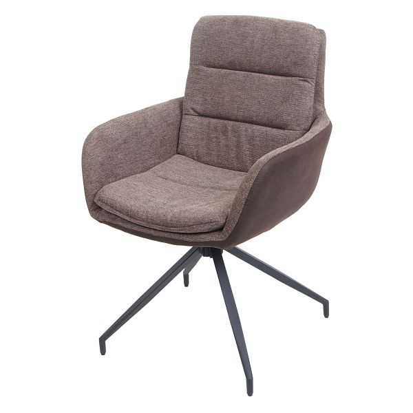 Mendler Esszimmerstuhl HWC-K32, Küchenstuhl Lehnstuhl Stuhl, drehbar Auto-Position, Stoff/Textil, braun-dunkelbraun, 89657