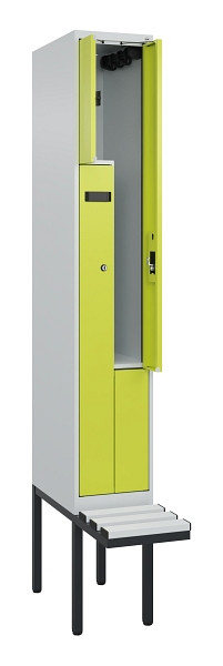 C+P Z-Spind Evolo PLUS, Bank, 2 Fächer, 2120x300x815mm, 7035/0024, Zylinderschloss, Material Sitzfläche Kunststoff, 0490437-102 S10096