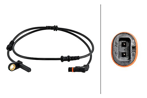 HELLA Sensor, Raddrehzahl, 2-polig, Vorderachse, Kabel: 1015mm, 6PU 230 048-201