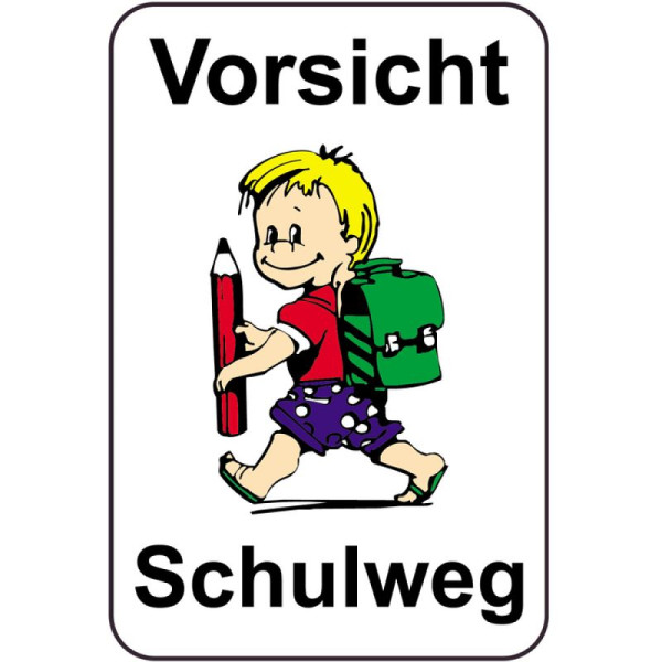 Stein HGS Kinderhinweisschild/Verkehrszeichen Vorsicht Schulweg, 500x750mm, Grund: weiß lackiert, 14755