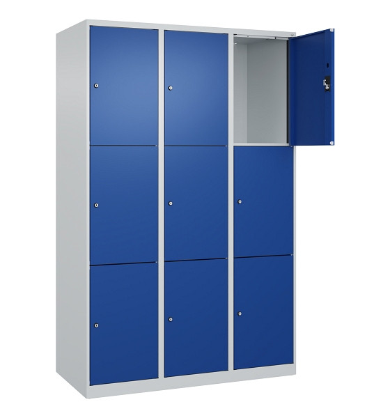 C+P Schließfachschrank Evolo PLUS, 9 Fächer, 1850x1200x500mm, 7035/5010, 049000-323 S10006