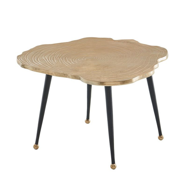 Wohnling Couchtisch Aluminium Baumscheibe 64x64x37 cm Sofatisch Metall Gold, Design Wohnzimmertisch Rund, Kleiner Kaffeetisch Modern, WL6.673