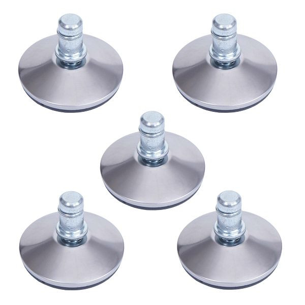 Mendler 5er-Set Bodengleiter HWC-K73 statt Rollen - fester Stand für Bürostuhl/Esszimmerstuhl, Fußgleiter, Ø 11mm, silber, 96913