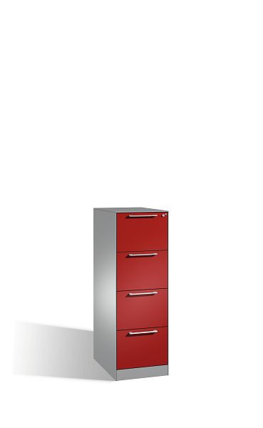 C+P Hängeregistraturschrank Asisto, H1310xB440xT600mm, Farbe: Weißaluminium / Rubinrot, Bügelgriff, 146225-411 S10162