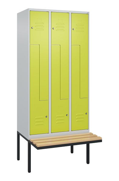 C+P Z-Spind Classic PLUS, Bank, 6 Abteile, 2120x900x815mm, 7035/0024, Zylinderschlösser, Buche-Sitzleisten, 0800437-306 S10025