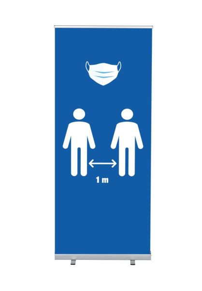 Showdown Displays Roll-Banner Budget 85 Komplettset Mask und 1 Meter Abstand Blau, RBB085LSFI621