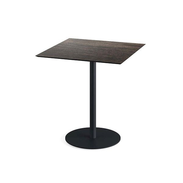 Feros Urban Terrassentisch Schwarz gestell + Riverwashed Wood HPL 70x70 cm, 130011477
