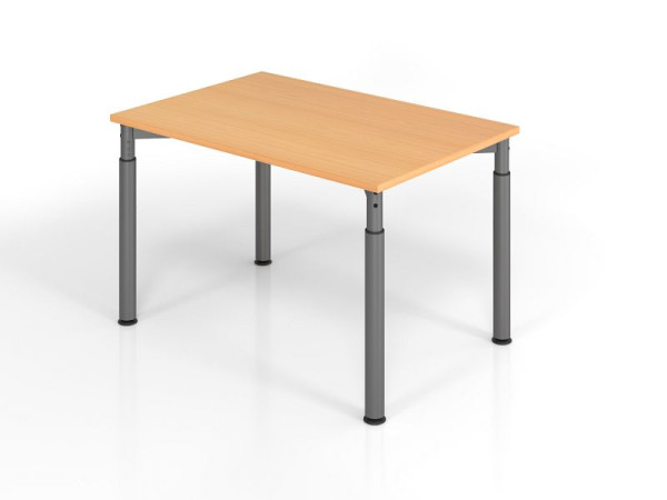 Hammerbacher Schreibtisch YS12, 120 x 80 cm, Platte: Buche, 25 mm dick, ABS-Dickkante, Rechteckform, Graphit, VYS12/6/G