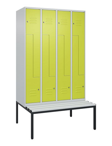 C+P Z-Spind Classic PLUS, mit untergebauter Sitzbank, 8 Abteile, 2120x1200x815mm, 7035/0024, Zylinderschlösser, 0800537-408 S10055