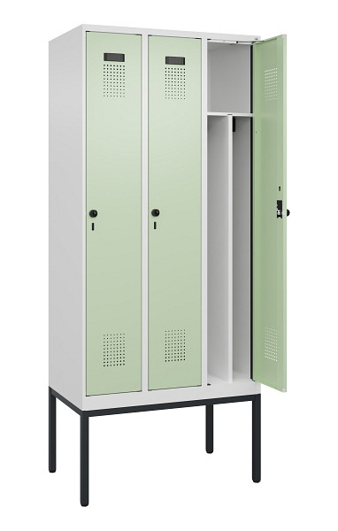 C+P Spind Evolo PLUS, Gestell, 3 Abteile, 2120x900x500mm, 9016/6019, Verschluss Drehriegel, 0490307-30F S10019