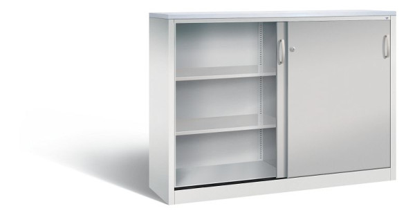 C+P Sideboard mit Schiebetüren Acurado, H1200xB1600xT400mm, Farbe: Lichtgrau / Weißaluminium, Bügelgriff, 3 OH, 2147-1200 S10319