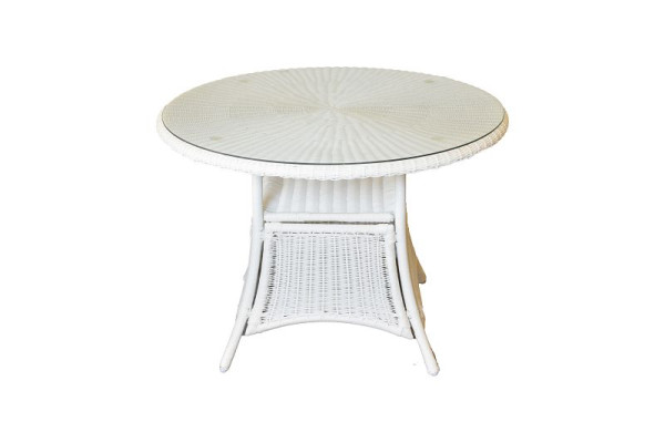 Merxx Bamberg Tisch, rund, weiß, ca. Ø 102 cm, Alumiuniumgestell mit Kunststoffgeflecht, 28206-208