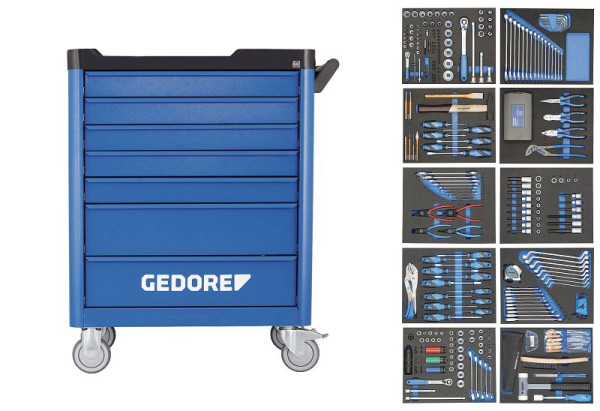 GEDORE Werkzeugwagen workster smartline mit 308-teiligen Werkzeugsortiment, 2980347