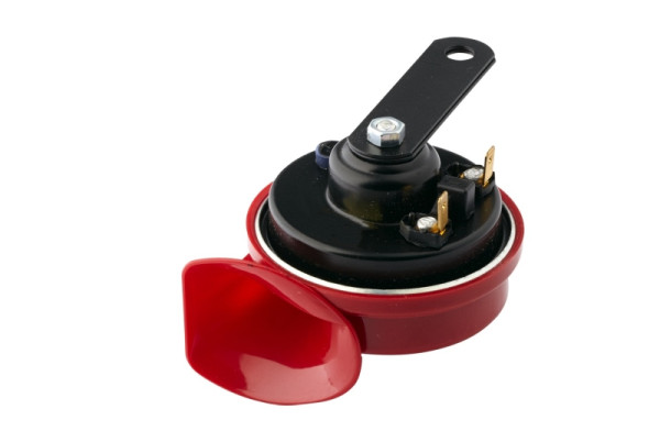 HELLA Fanfare - TE16 - 12V - 110dB(A) - Frequenzbereich: 400Hz - Tiefton - elektrisch - Gehäusefarbe: rot/schwarz - Flachsteckanschluss, 3FG 007 424-001