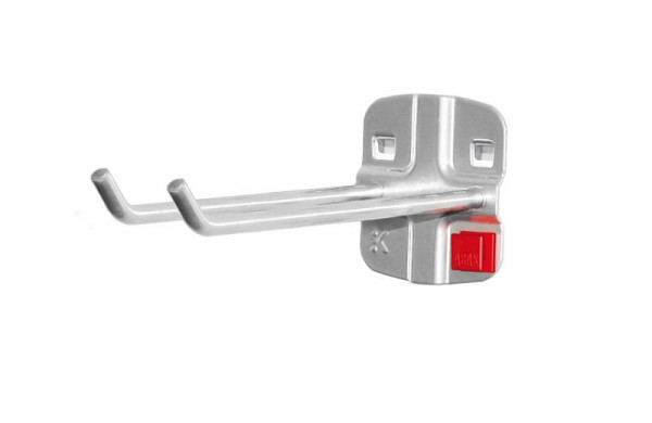 Kappes RasterPlan/ABAX Doppelter Werkzeughalter, L 150 mm, mit schrägem Hakenende, Ø 6 mm alufarben, 3340.00.8701