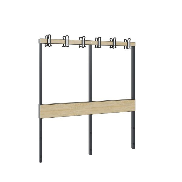 C+P Garderobenbank 2-seitig, Feuchtraum, H1650xB1500xT750 mm, Schwarzgrau/HPL Eiche, 8061-712 S10011