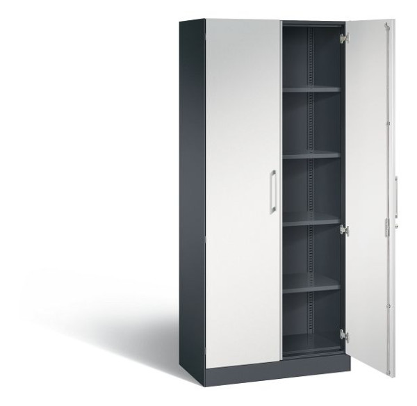 C+P Flügeltürenschrank Asisto, H1980xB800xT435mm, Farbe: Schwarzgrau / Lichtgrau, Bügelgriff, 5 OH, 141003-000 S10184