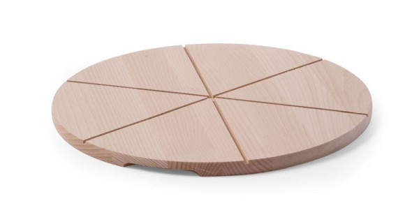 Hendi Pizzabretter, Ø300 mm, Buchenholz, Rillen, 505540